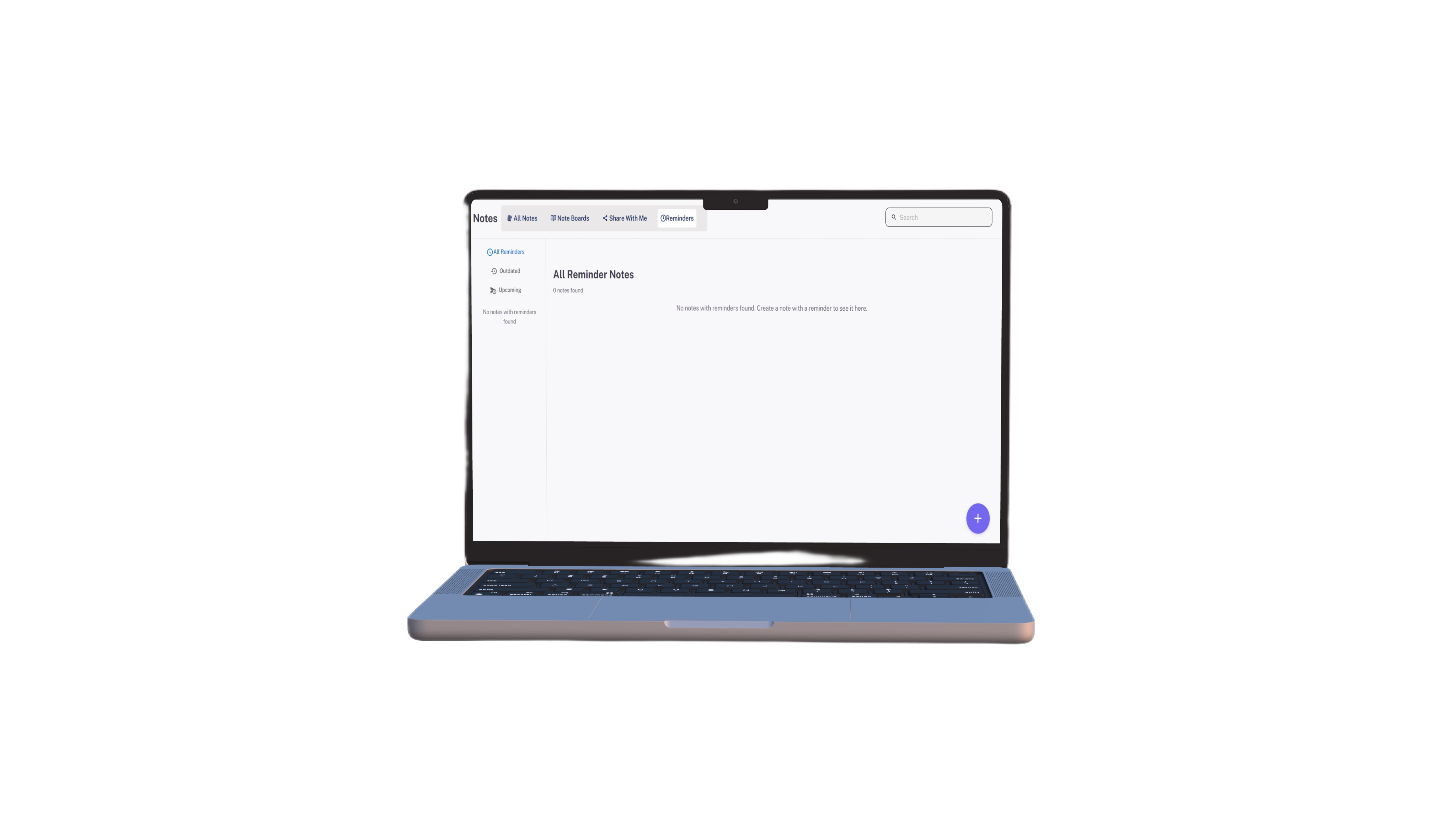 Reminder Notes (Openinders) Laptop View