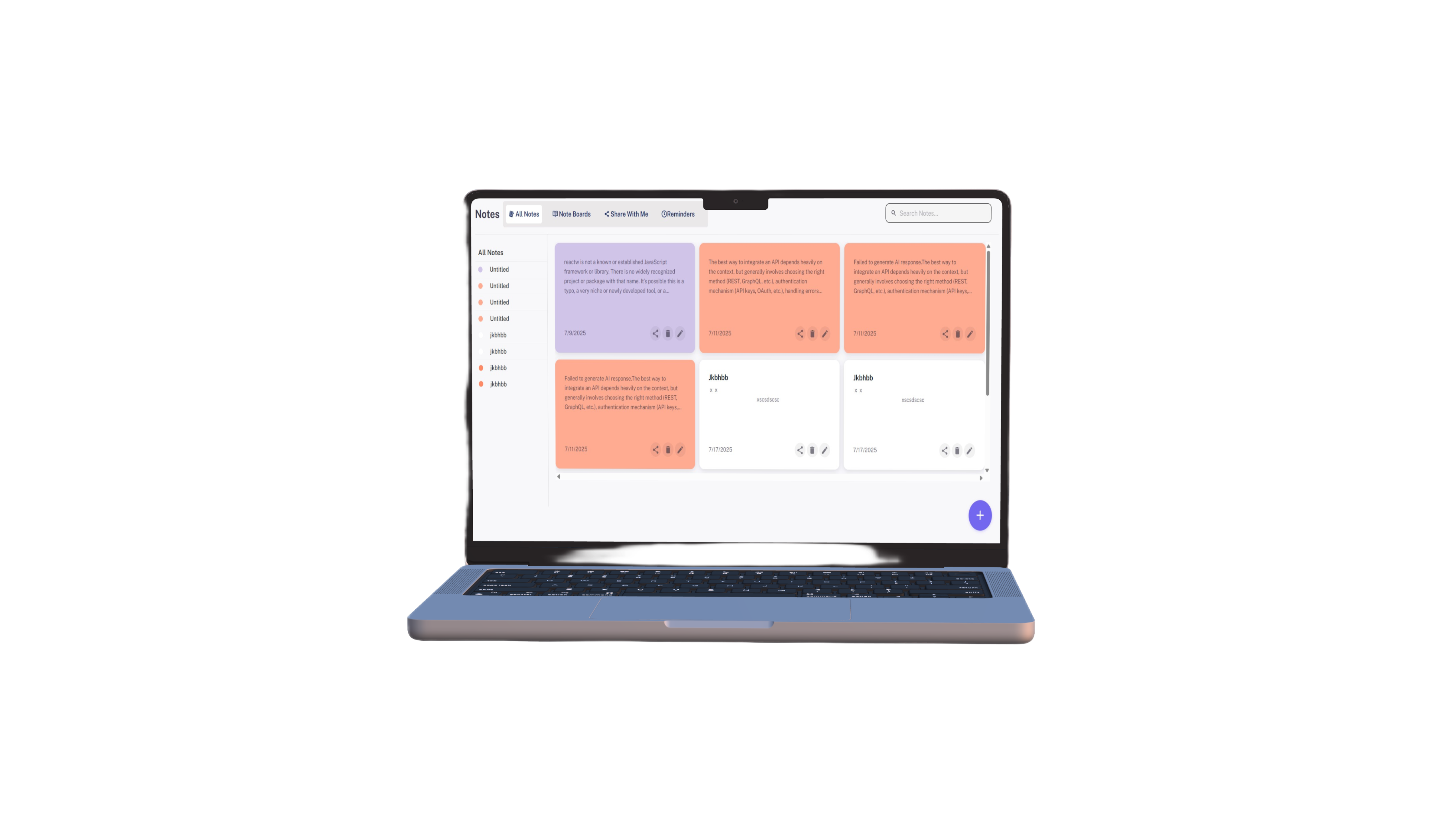 All Notes View Laptop View